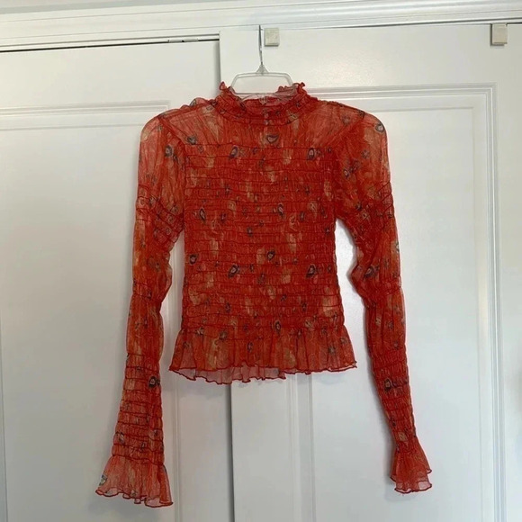 Free People Women's Hello There Top Size XS Y2K Color: Grenadine Combo Boho - Picture 3 of 10